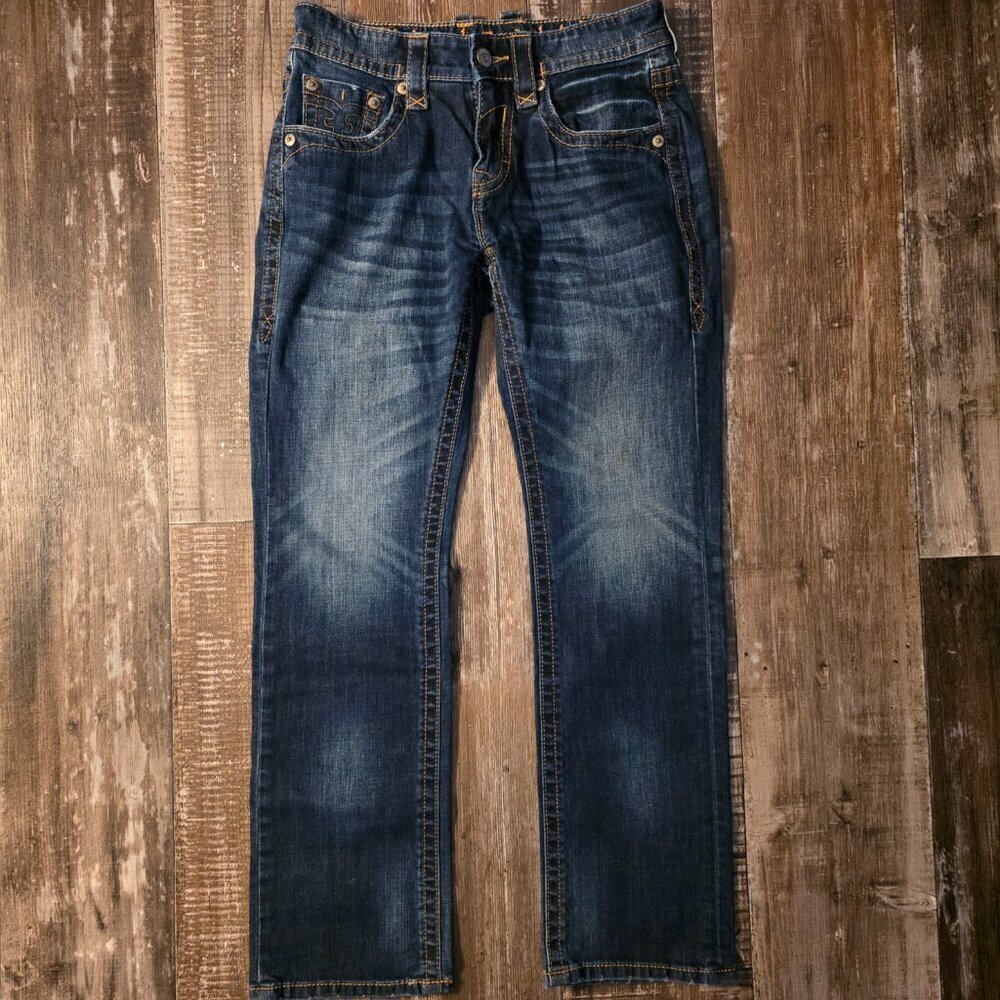 Men's Rock Revival Tommy Straight Leg Blue Jeans Size 30